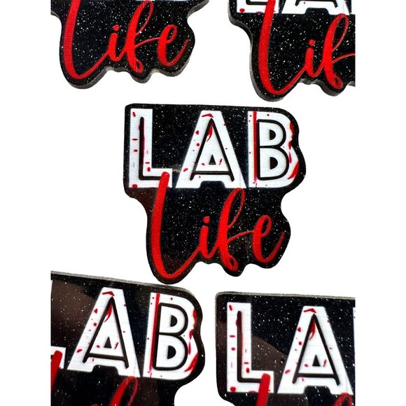 10 pc glitter Phlebotomist Lab RN Nurse acrylic flat back charm for badge reels - Picture 3 of 3